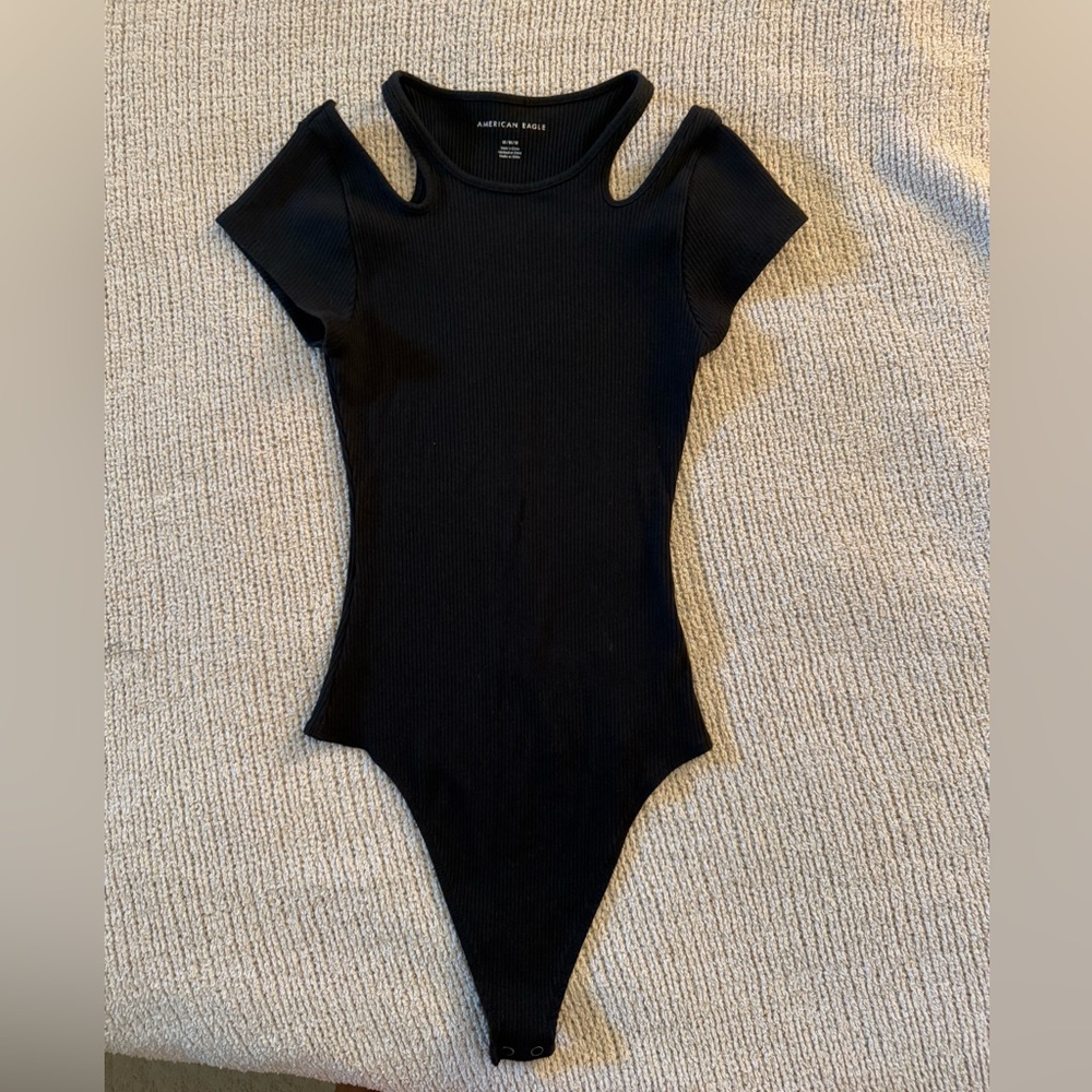 American Eagle Outfitters Black Ribbed Bodysuit
